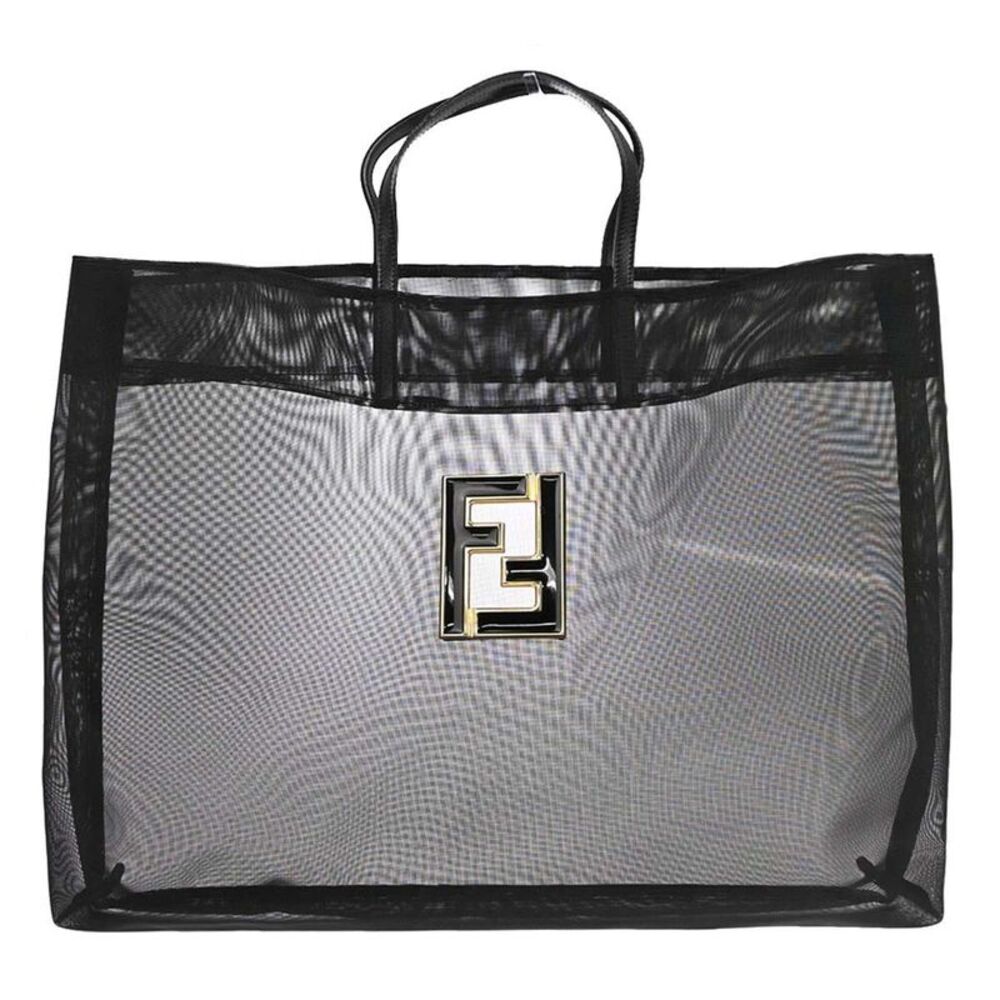 Fendi Vintage Ff Mesh Black Nylon Tote Bag Bag